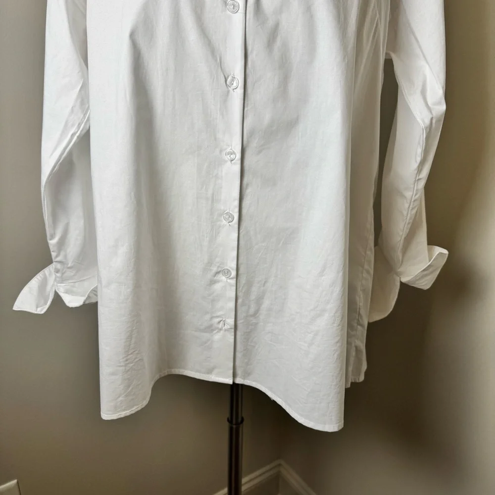 RAVEL Bow Back 100% Cotton Button Front Dress Shirt WHITE / MEDIUM - Picture 4 of 14